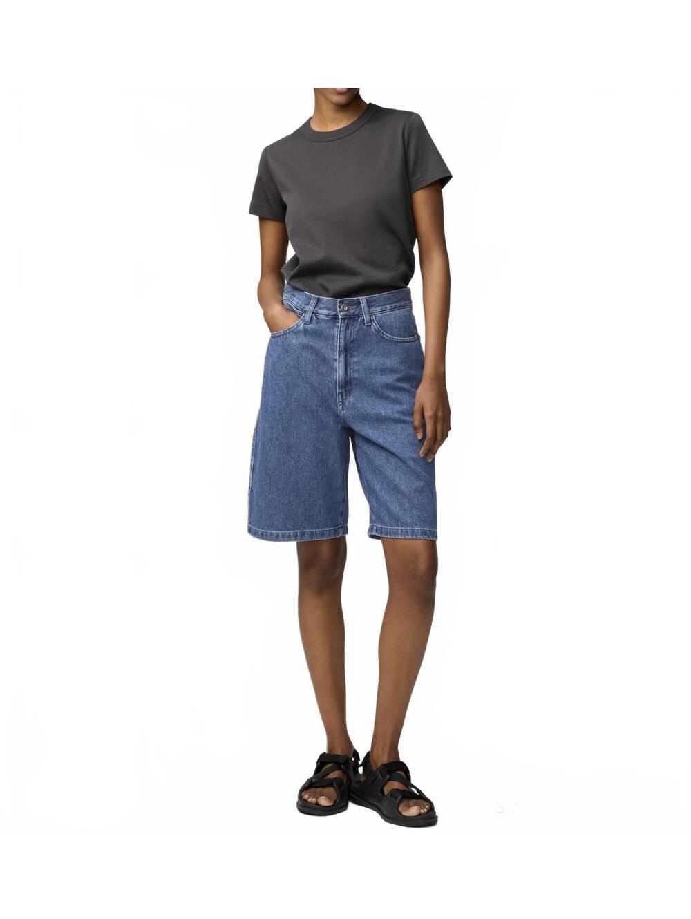Uniqlo U 10" Denim Half Shorts Casual Blue Jort NWT Size 23